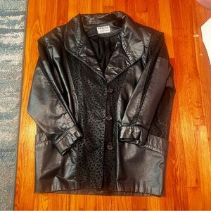Northside Fashions Black Textured Leather Jacket Grunge Bikercore Vintage